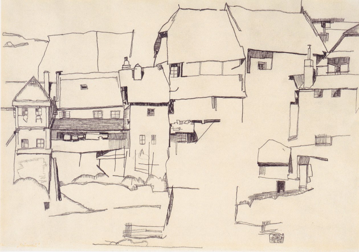 Vieilles maisons à Krumau - Egon Schiele