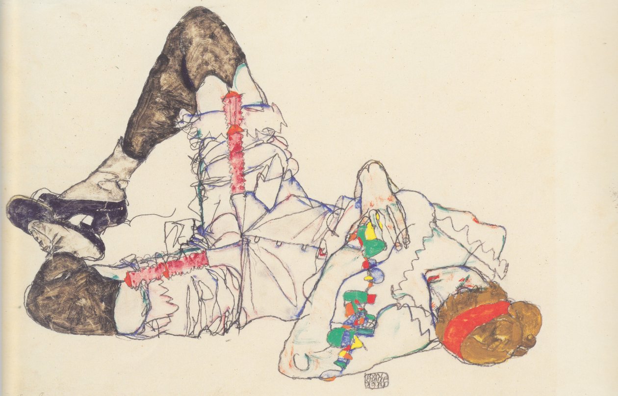 Femme allongée sur le dos - Egon Schiele
