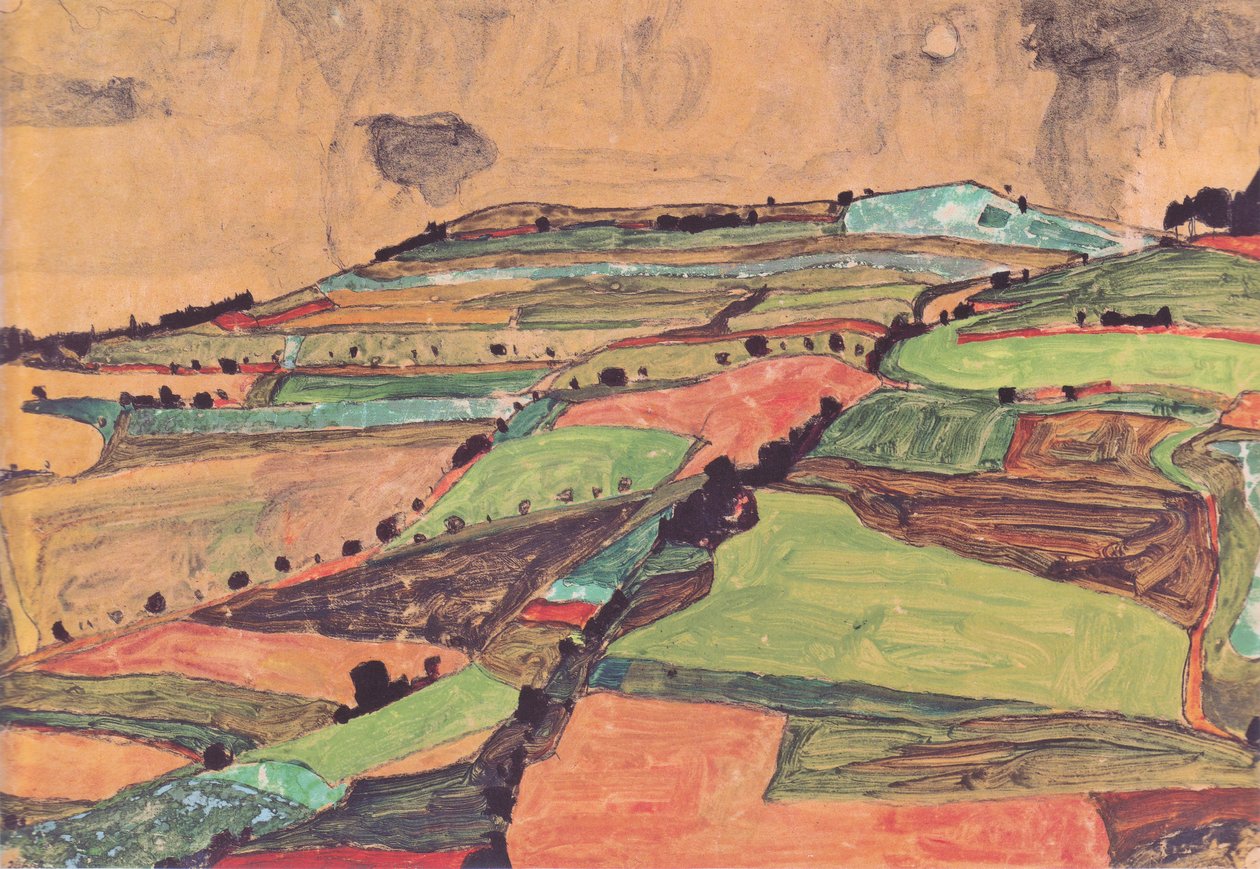 Paysage de champs (Kreuzberg près de Krumau) - Egon Schiele