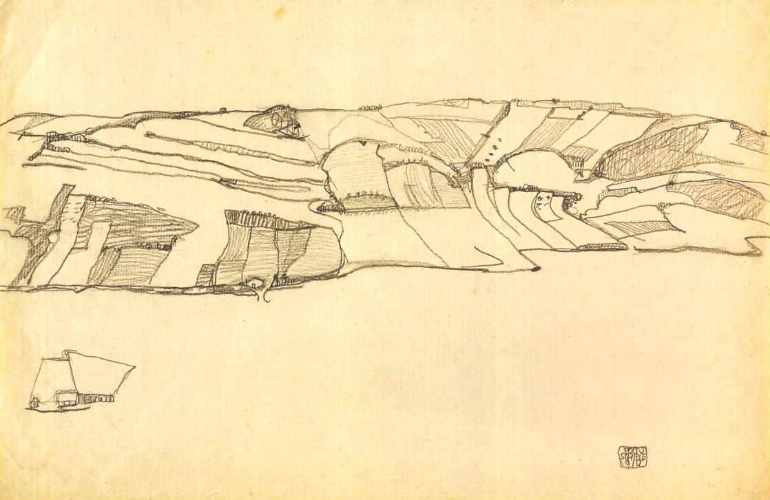 Paysage de champs - Egon Schiele