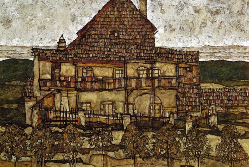 Leopold Museum, Vienne. Maison avec bardeaux. - Egon Schiele