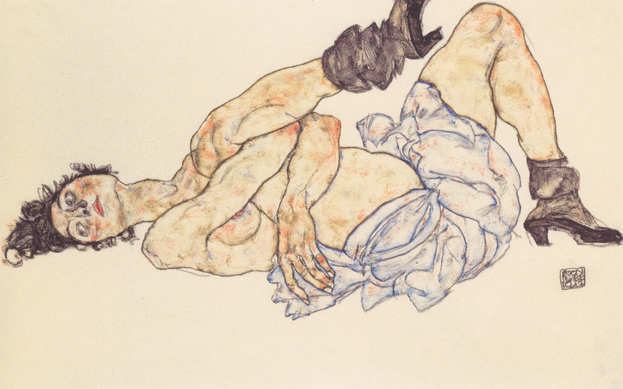 Nu féminin couché - Egon Schiele