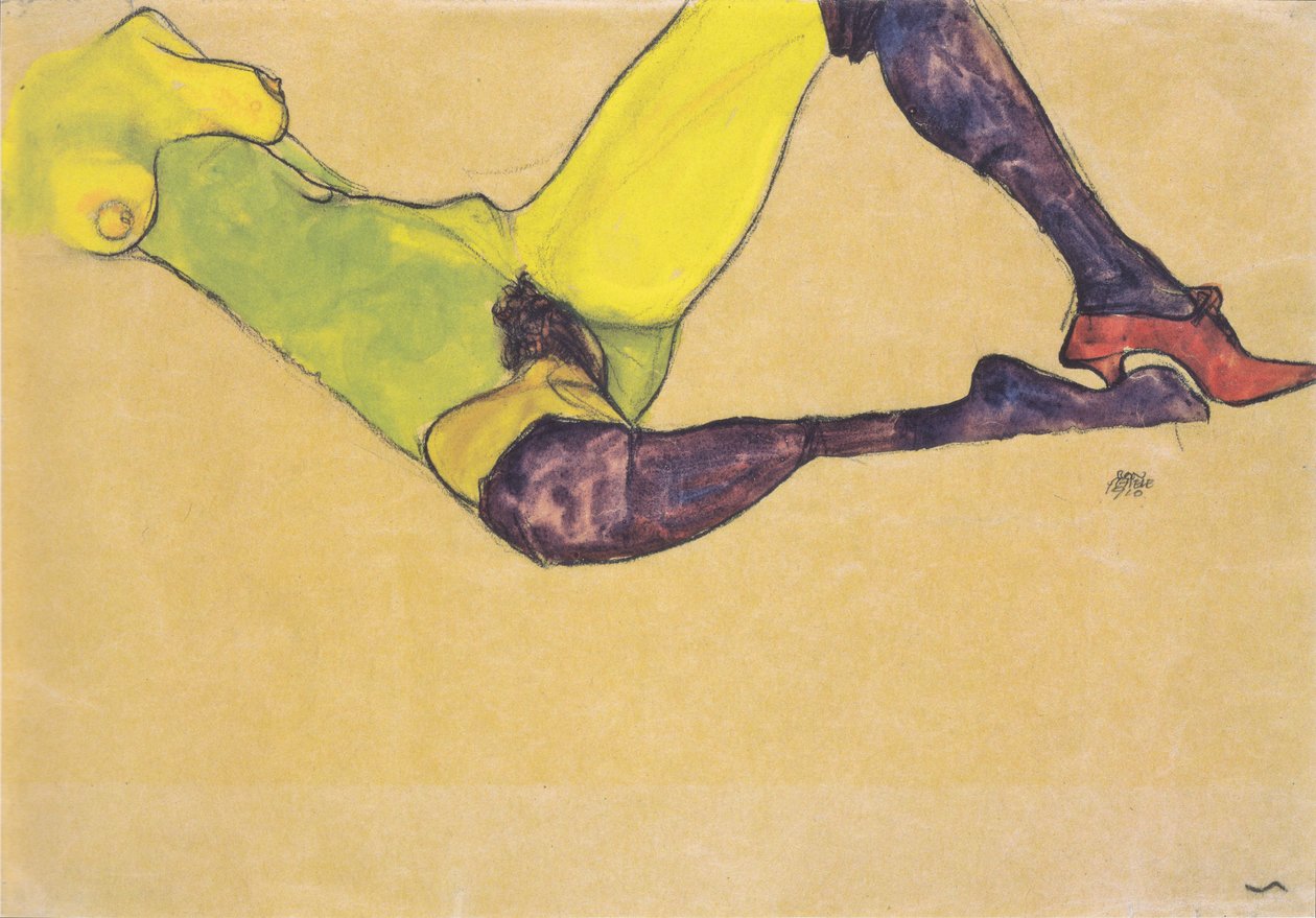 Torso nu féminin couché - Egon Schiele