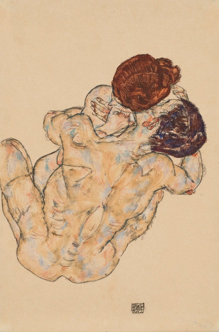 Homme et femme, étreinte - Egon Schiele