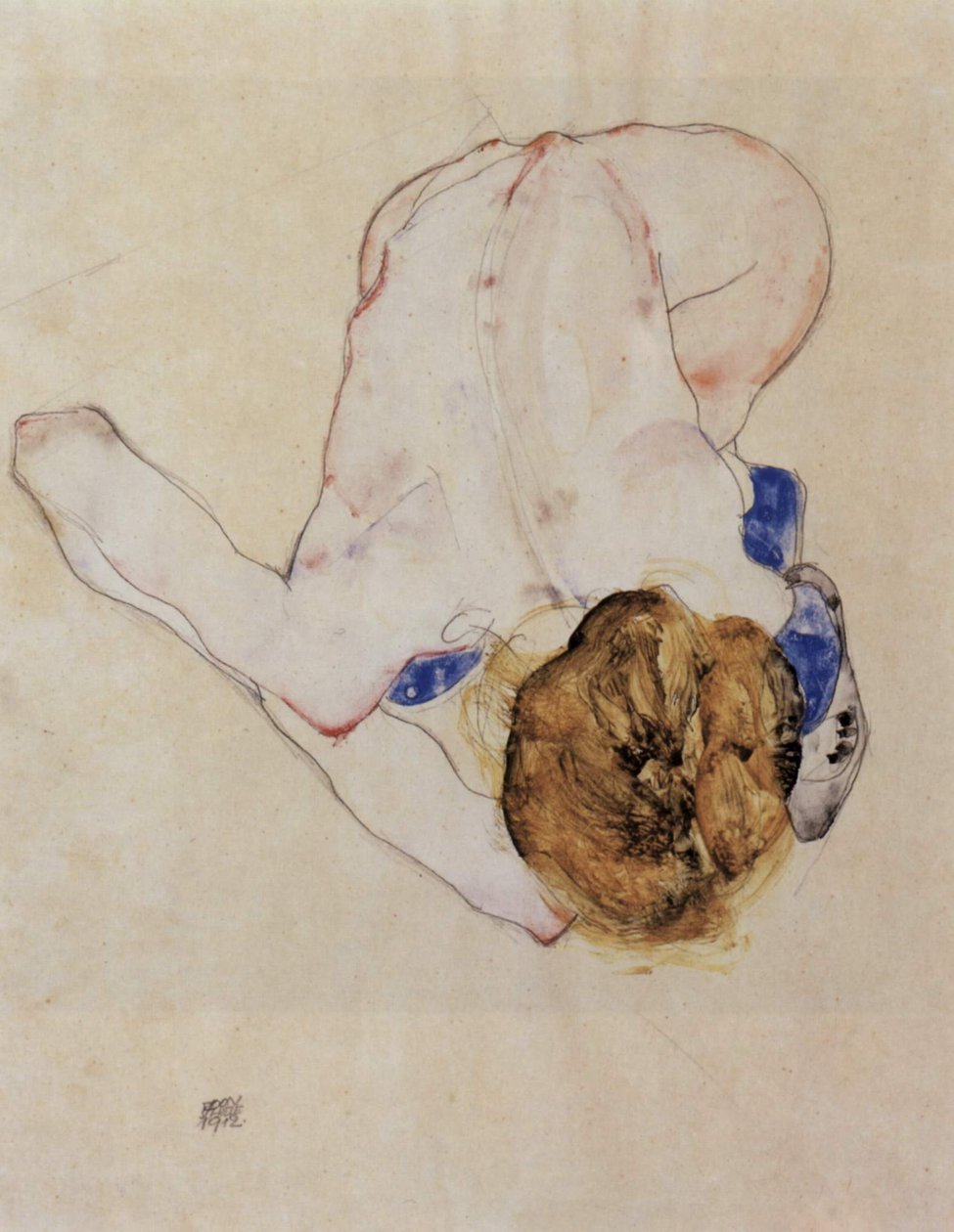 Nu féminin penché en avant - Egon Schiele