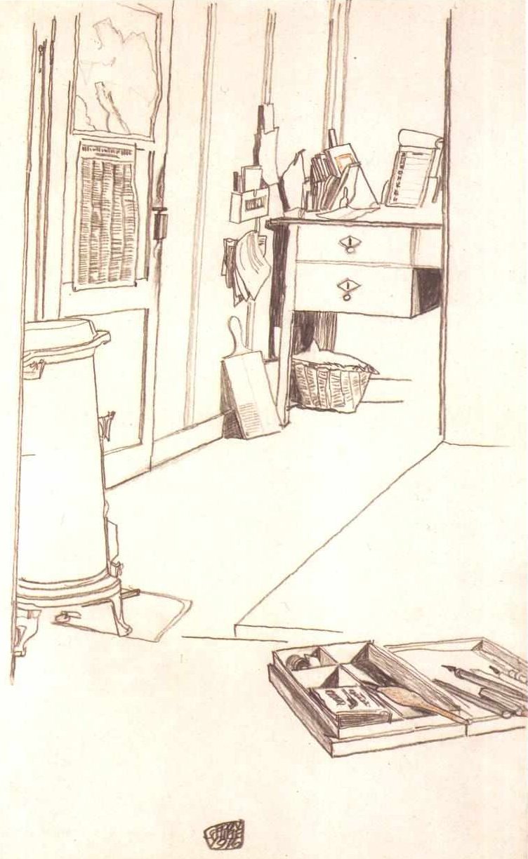 Bureau dans le camp de prisonniers de guerre de Mühling - Egon Schiele