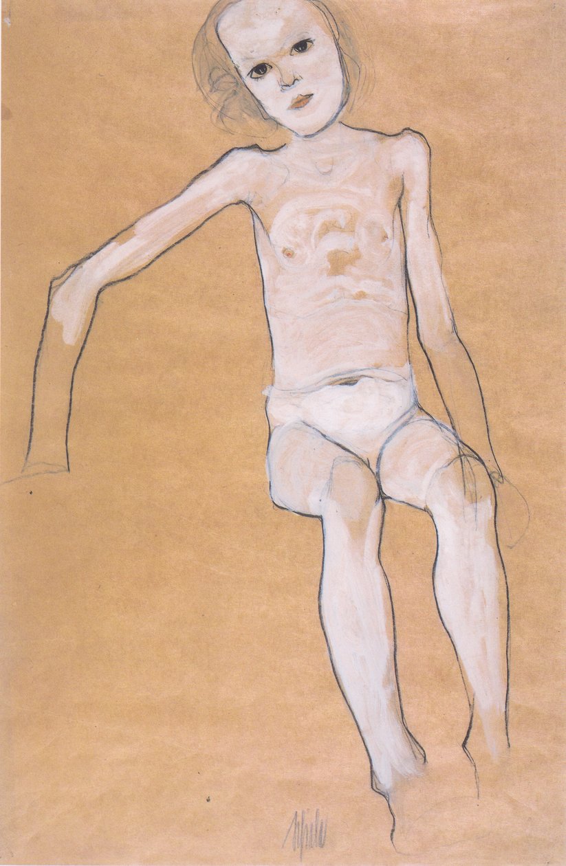 Nu féminin assis - Egon Schiele