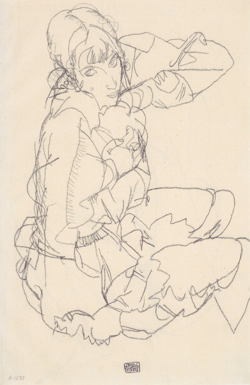 Fille assise - Egon Schiele