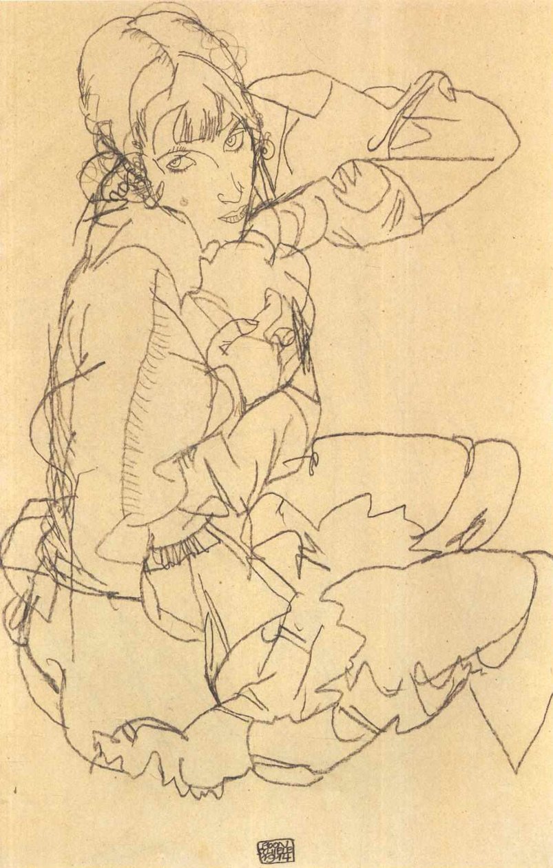 Fille assise - Egon Schiele
