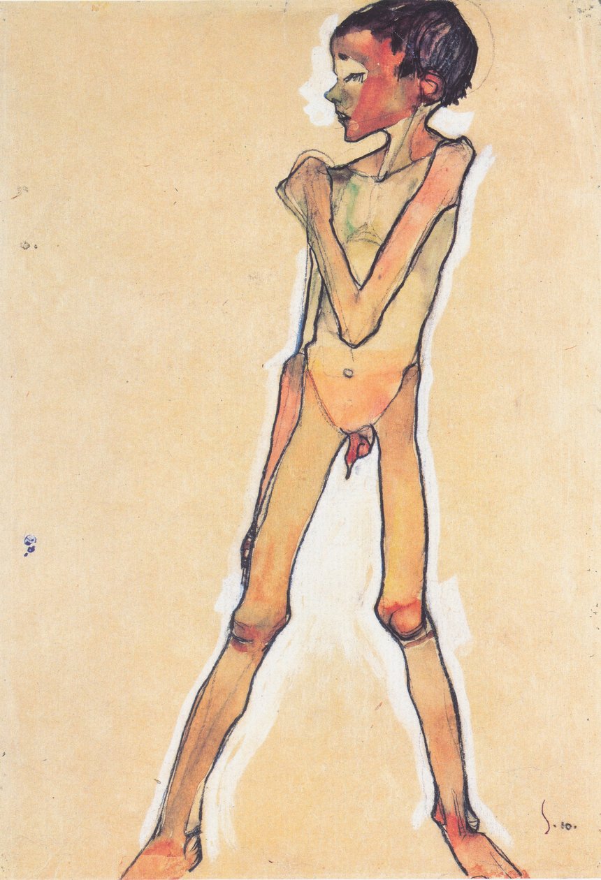 Nu debout de garçon - Egon Schiele