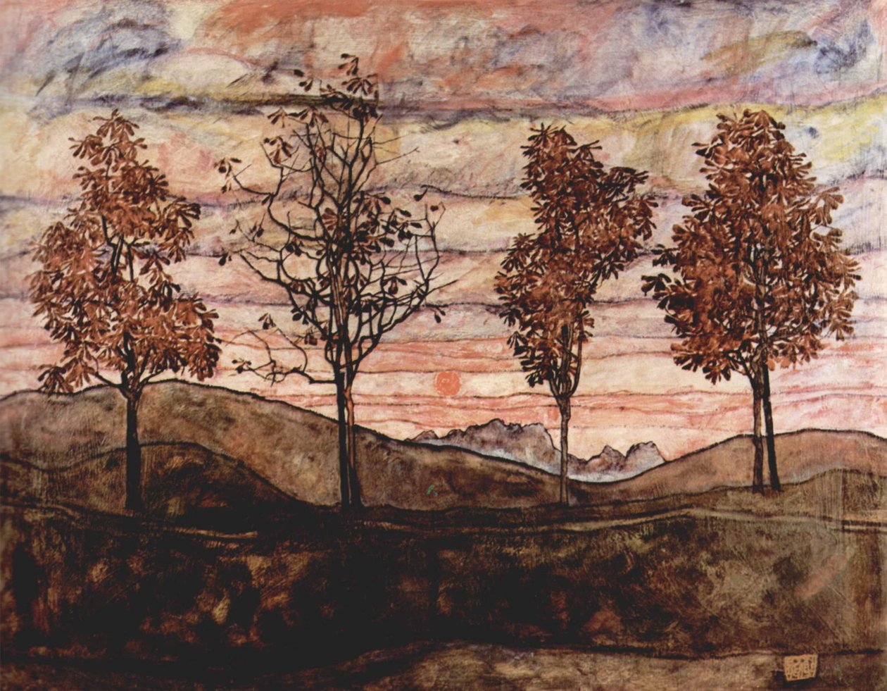 Quatre arbres - Egon Schiele