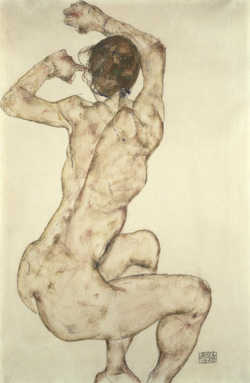 Un nu accroupi, 1915 - Egon Schiele