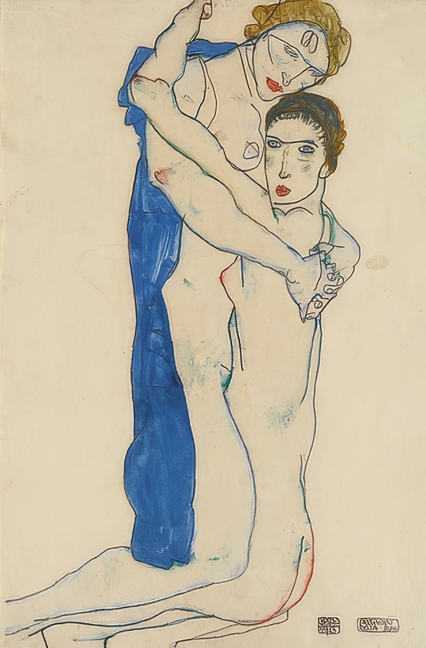 Amie, rose-bleu - Egon Schiele