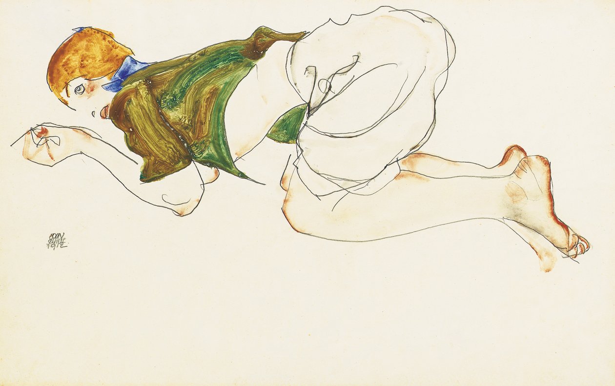 Femme agenouillée - Egon Schiele