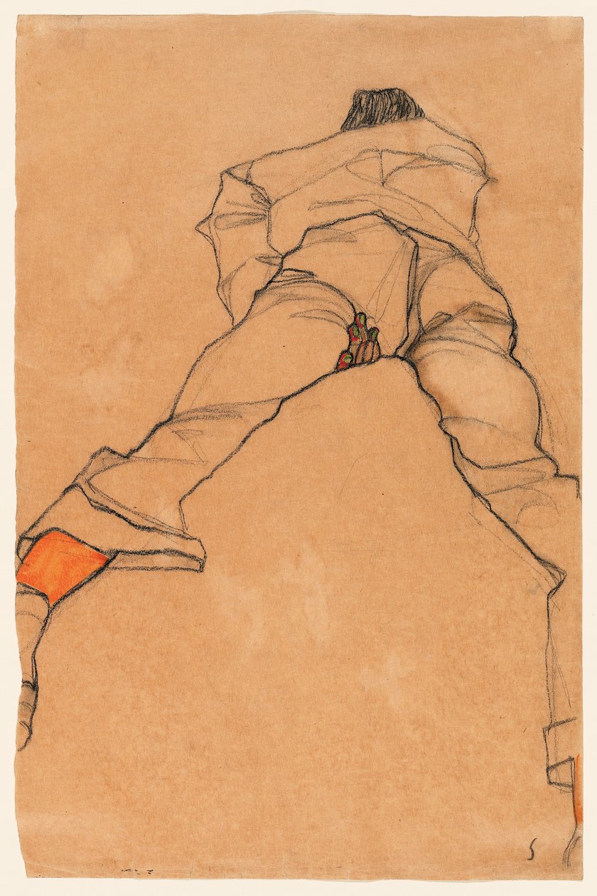 Homme allongé sur le ventre - Egon Schiele