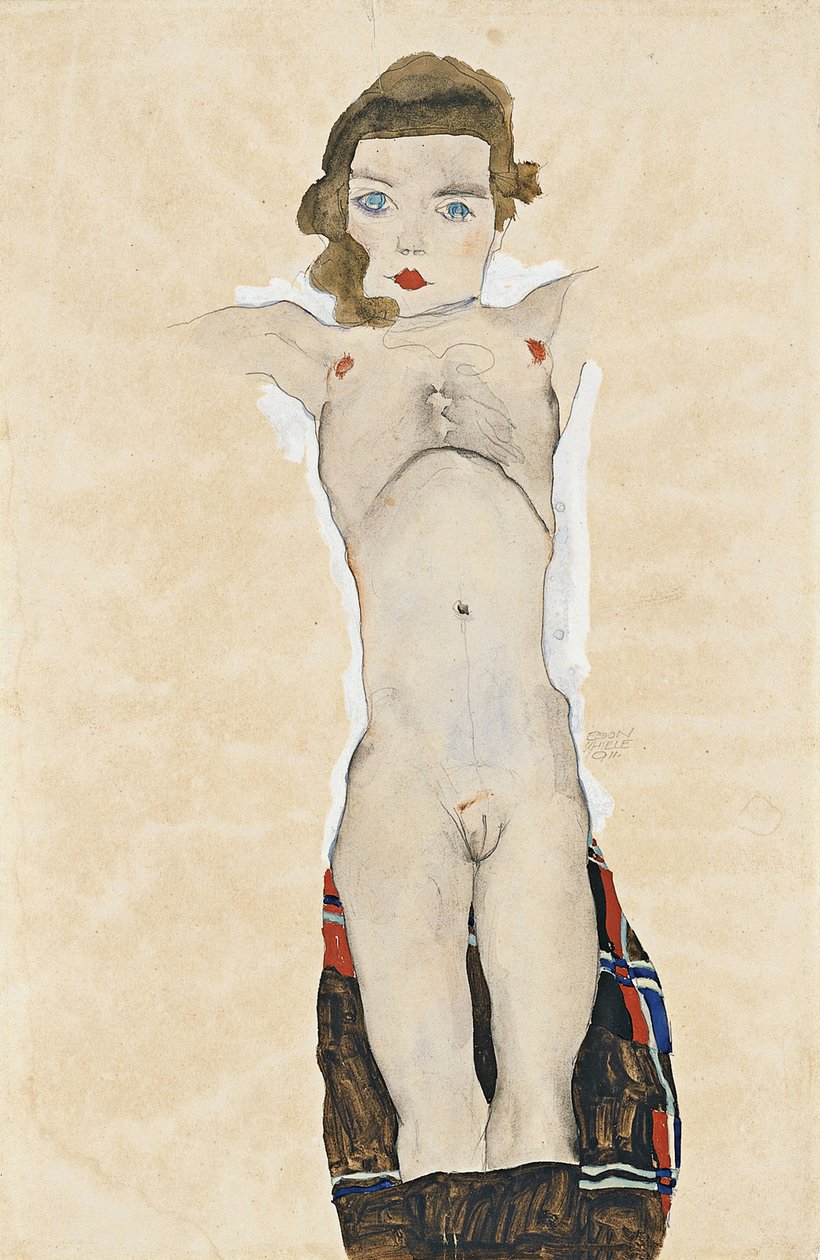 Fille nue avec les bras étendus, 1911 - Egon Schiele