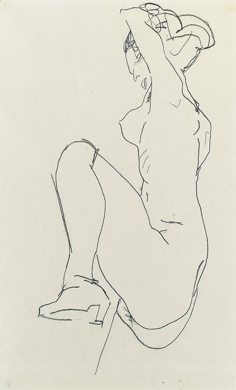 Femme nue prostrée, 1913 - Egon Schiele