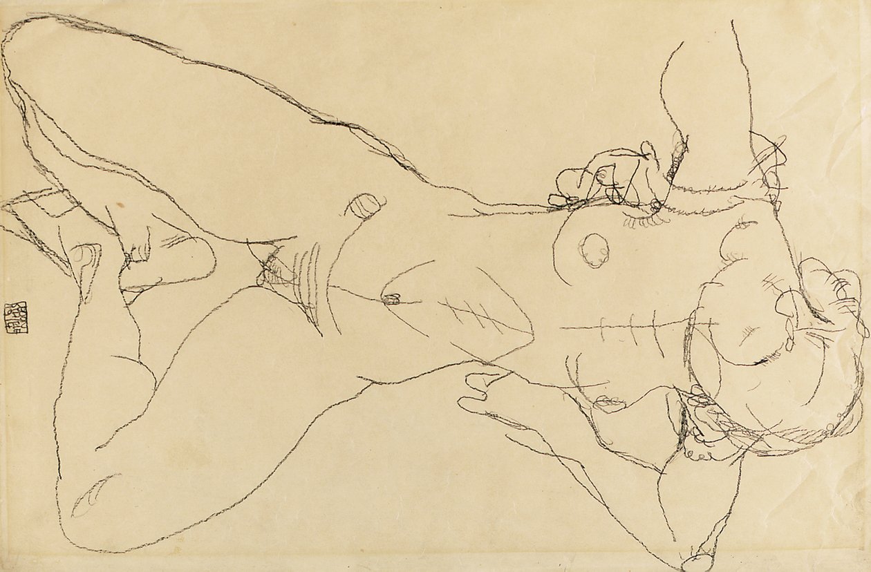 Nu féminin allongé, 1914 - Egon Schiele