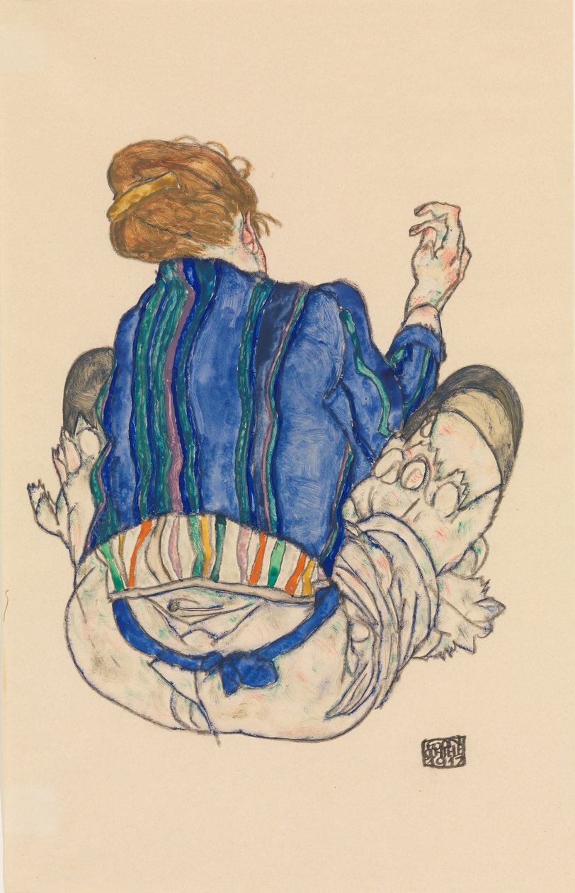 Femme assise, vue de dos - Egon Schiele