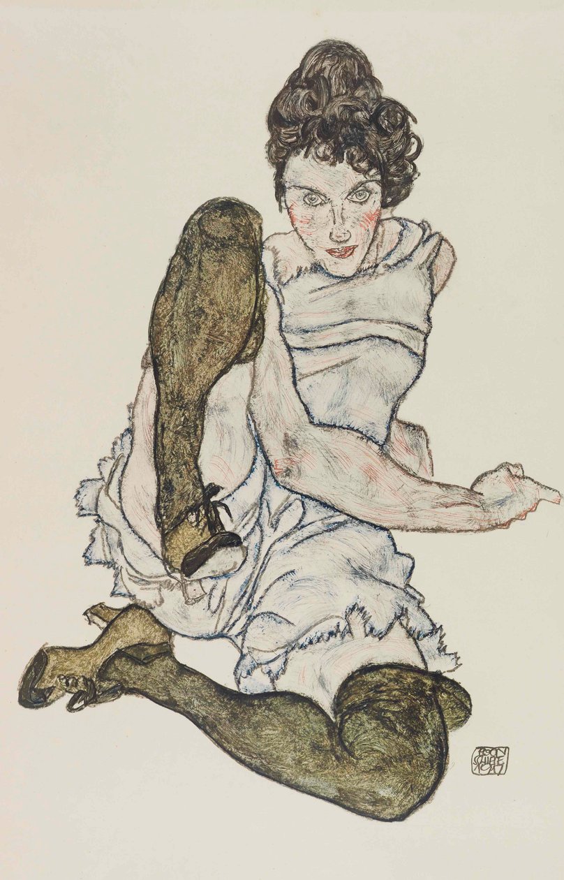 Femme assise avec les jambes repliées, 1917 - Egon Schiele