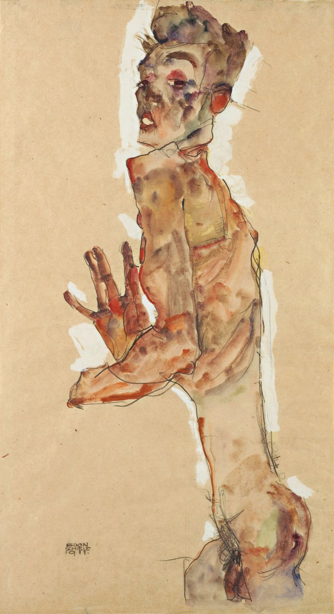 Autoportrait avec doigts écartés, 1911 - Egon Schiele