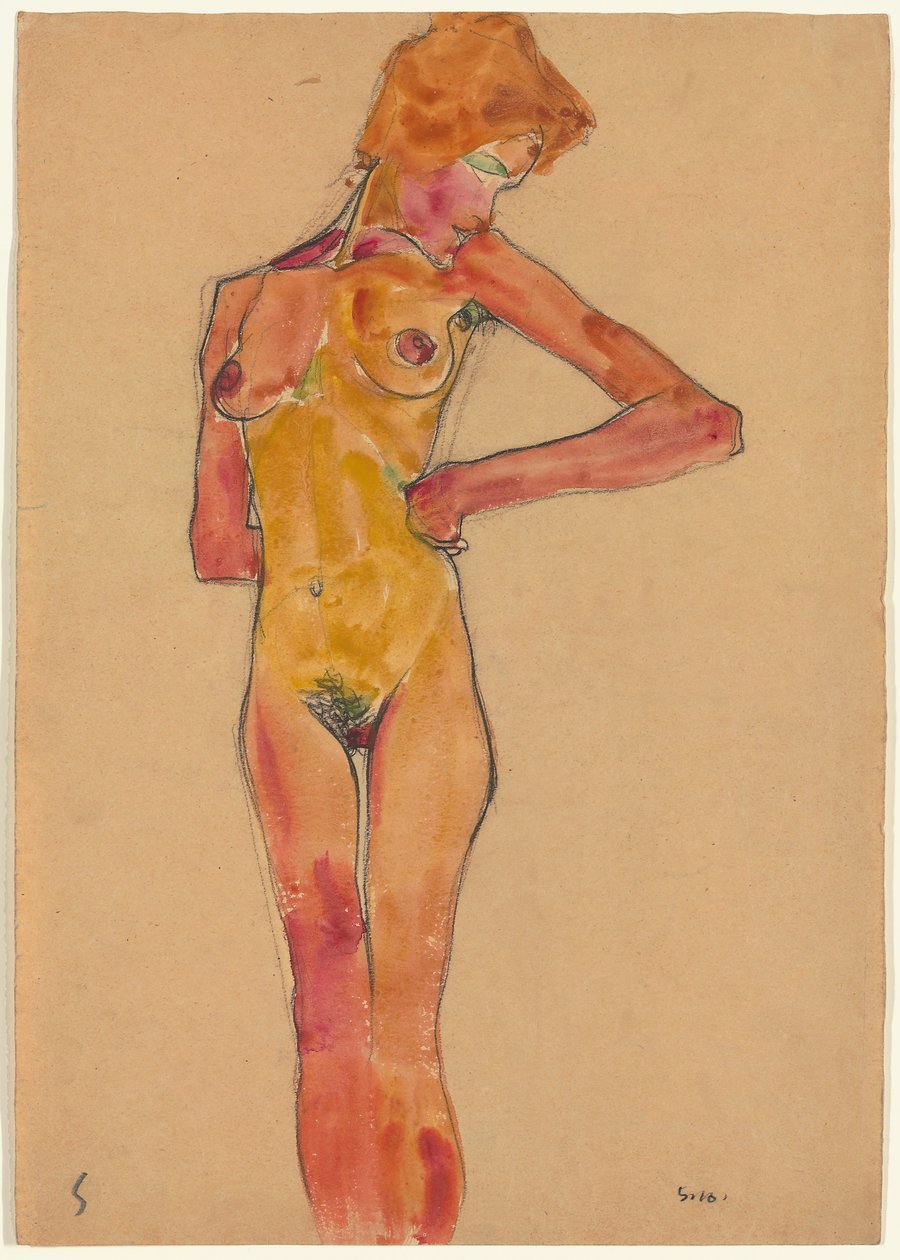 Nu féminin debout - Egon Schiele