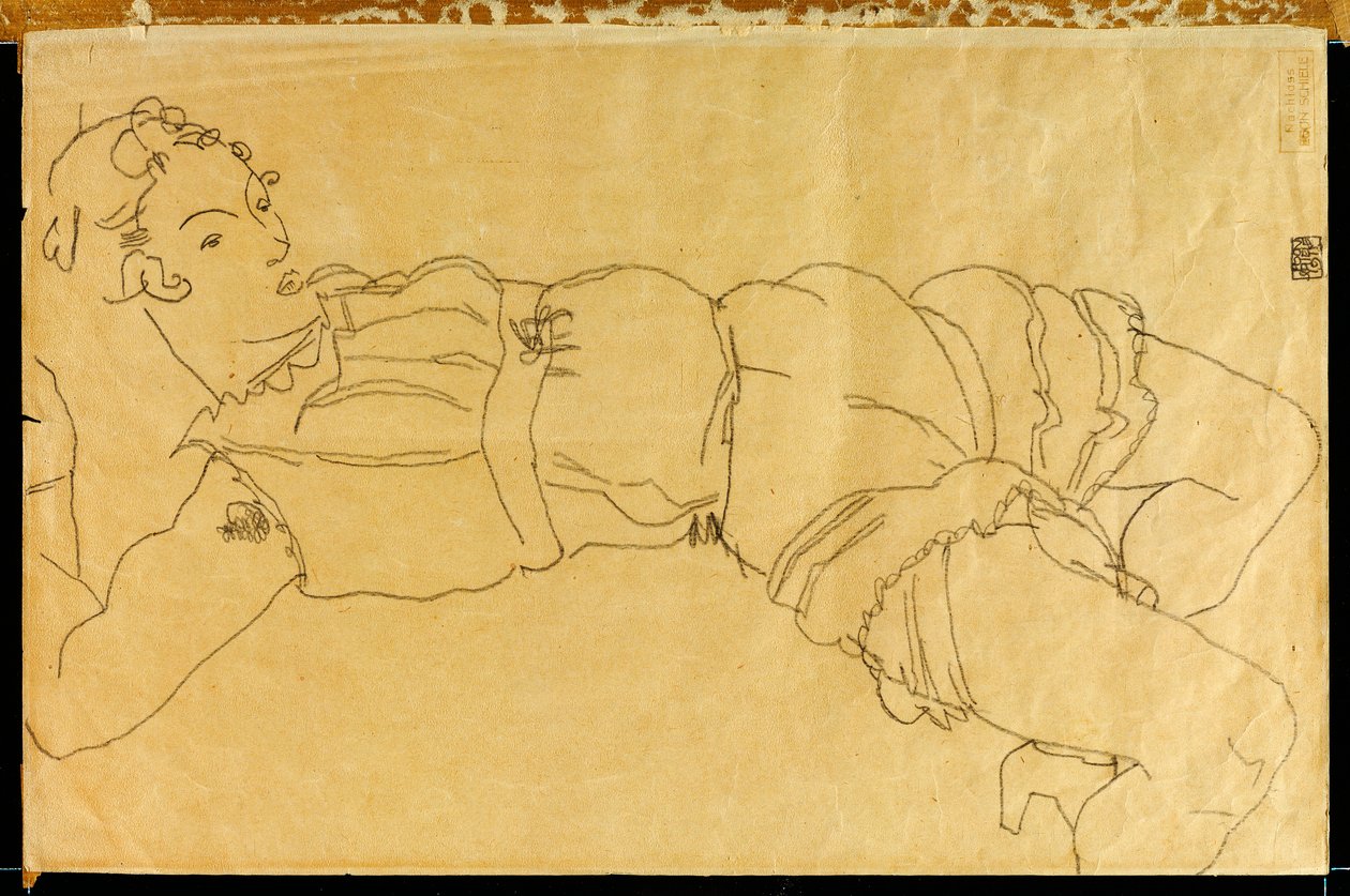 Jeune femme allongée sur le dos, 1915 - Egon Schiele