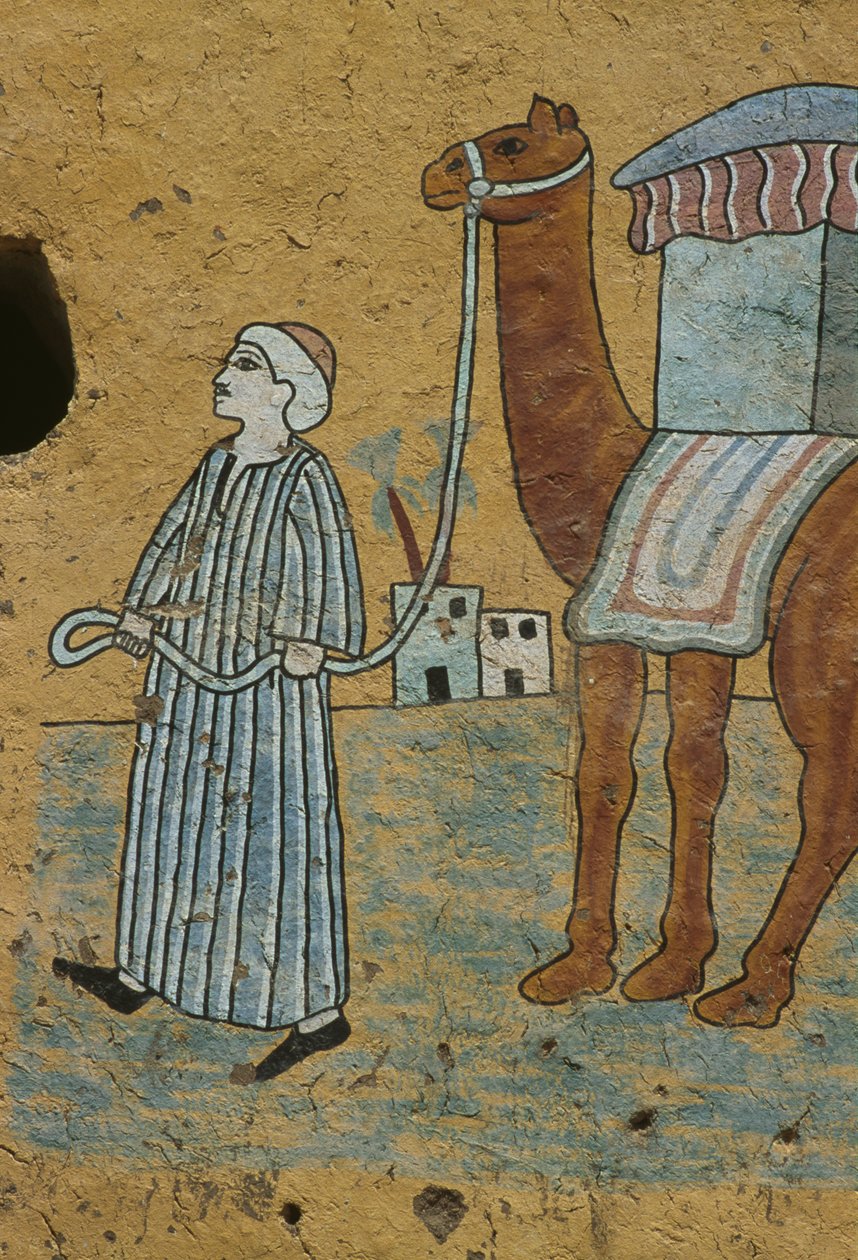Mur peint représentant un homme avec un chameau - Egyptian