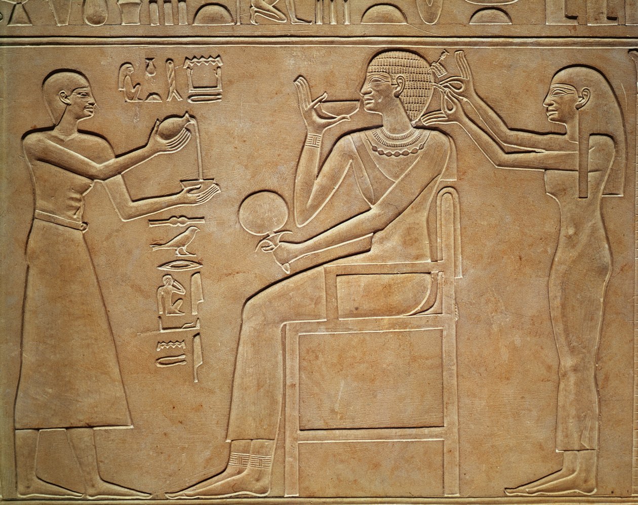 La reine Kawit à sa toilette, du sarcophage de la reine Kawit, trouvé à Deir el-Bahari, Moyen Empire, vers 2061-2010 av. J.-C. - Egyptian 11th Dynasty