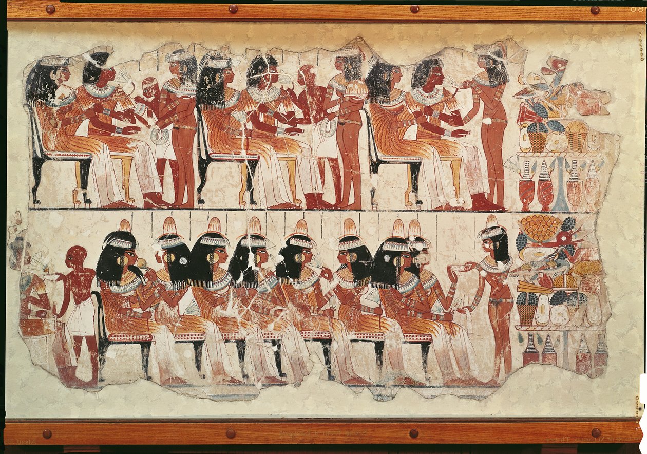 Scène de banquet, de Thèbes, c.1400 av. J.-C. - Egyptian 18th Dynasty