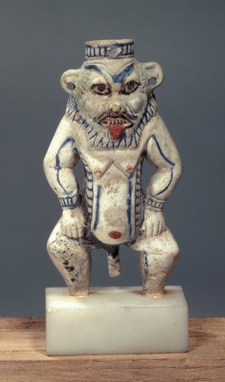 Pot à khôl, représentant le dieu domestique égyptien Bès - Egyptian 18th Dynasty
