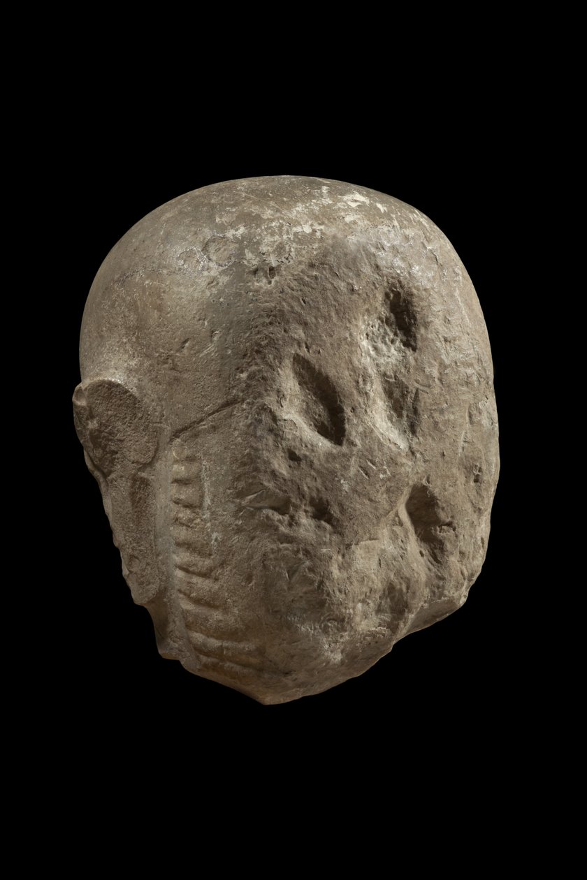 Tête de statue du dieu Min (calcaire) - Egyptian