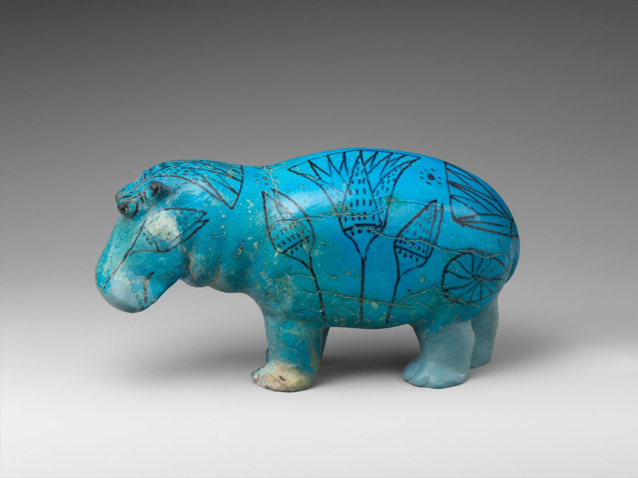 Hippopotame debout, c.1900 av. J.-C. (faïence) - Egyptian 12th Dynasty