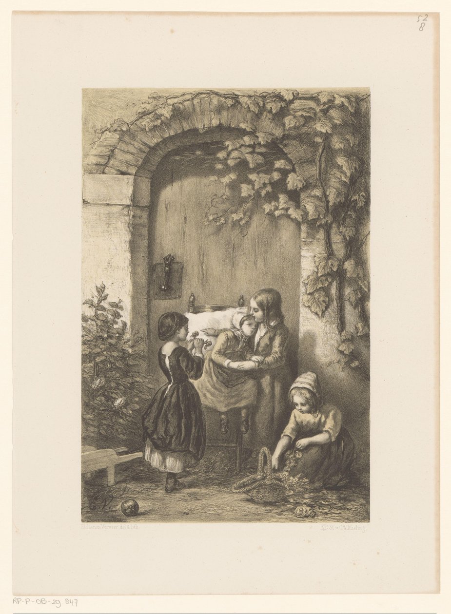 Quatre filles devant une porte - Elchanon Verveer