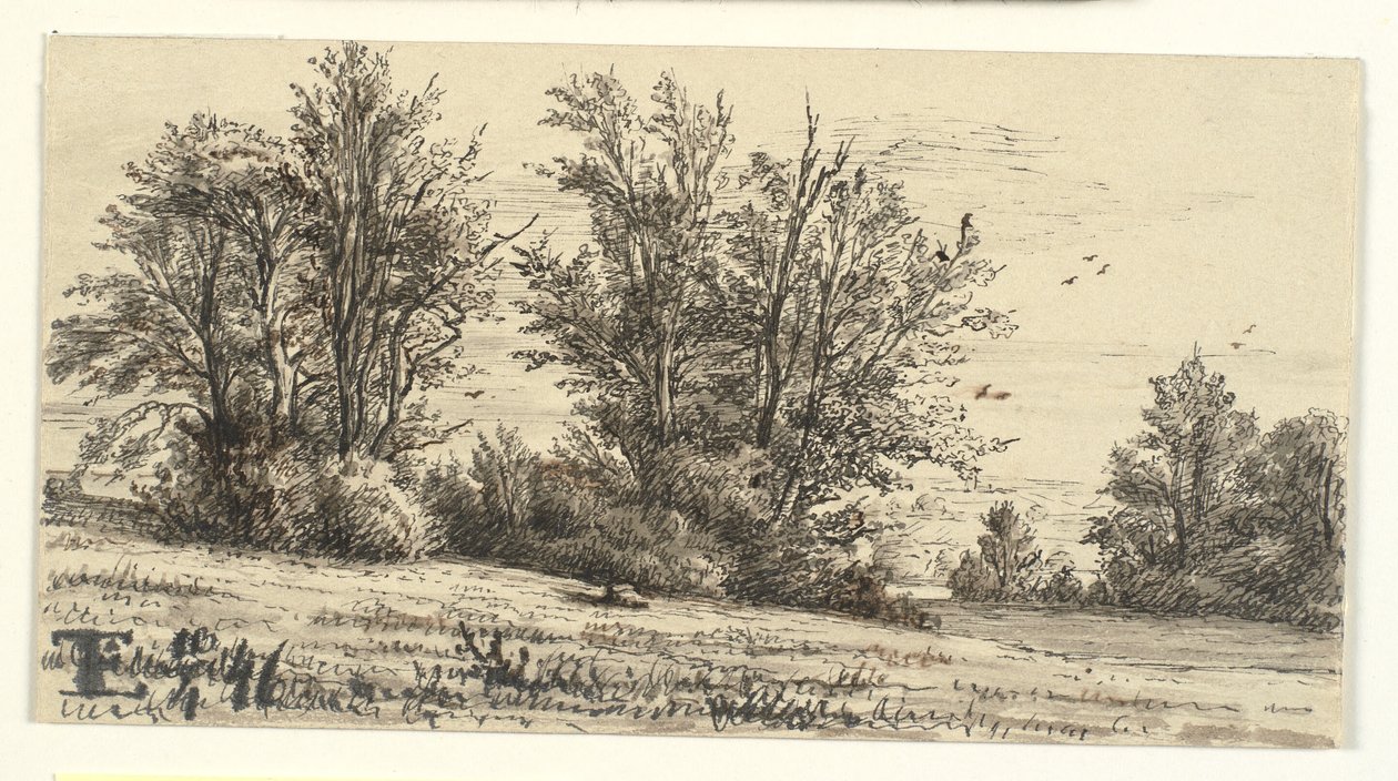 Paysage avec groupes d