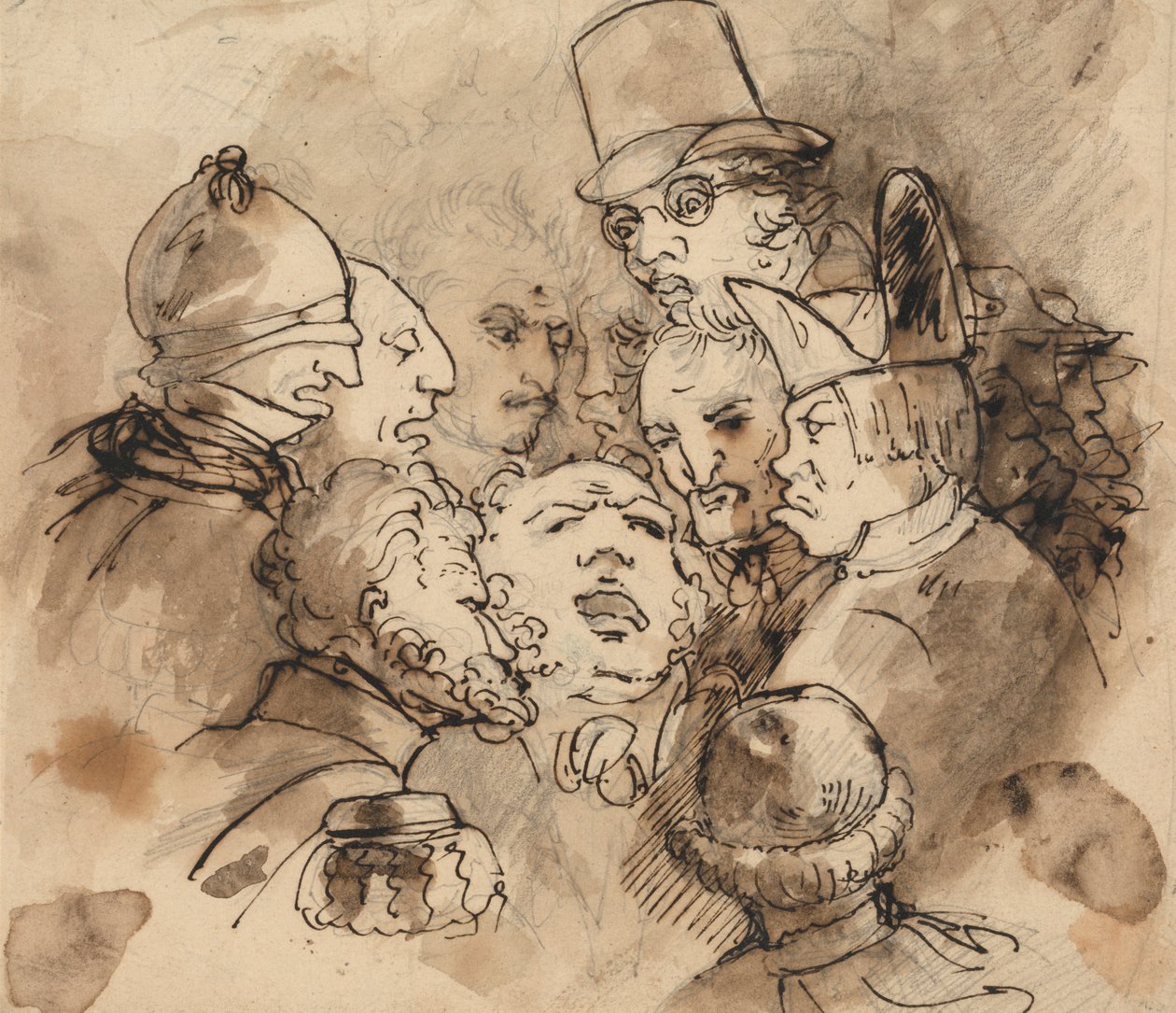Groupe de têtes caricaturales - Elias Martin