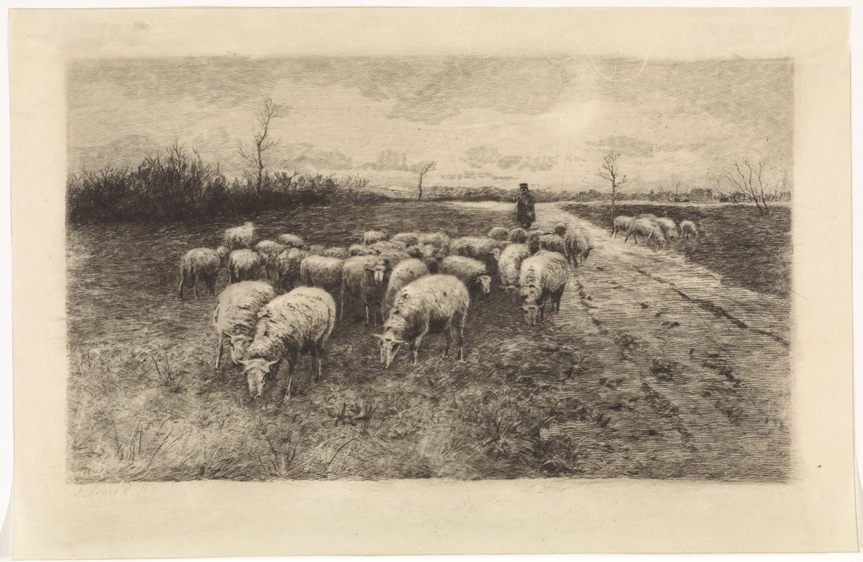 Berger avec troupeau de moutons - Elias Stark