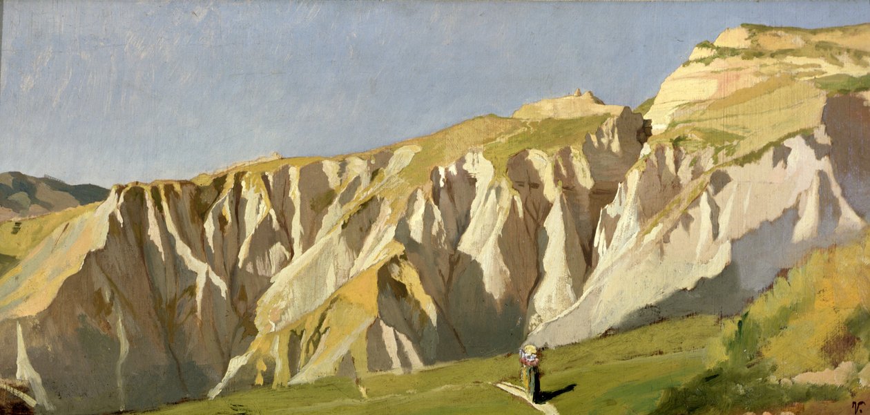 Falaises de Volterra (huile sur panneau) - Elihu Vedder
