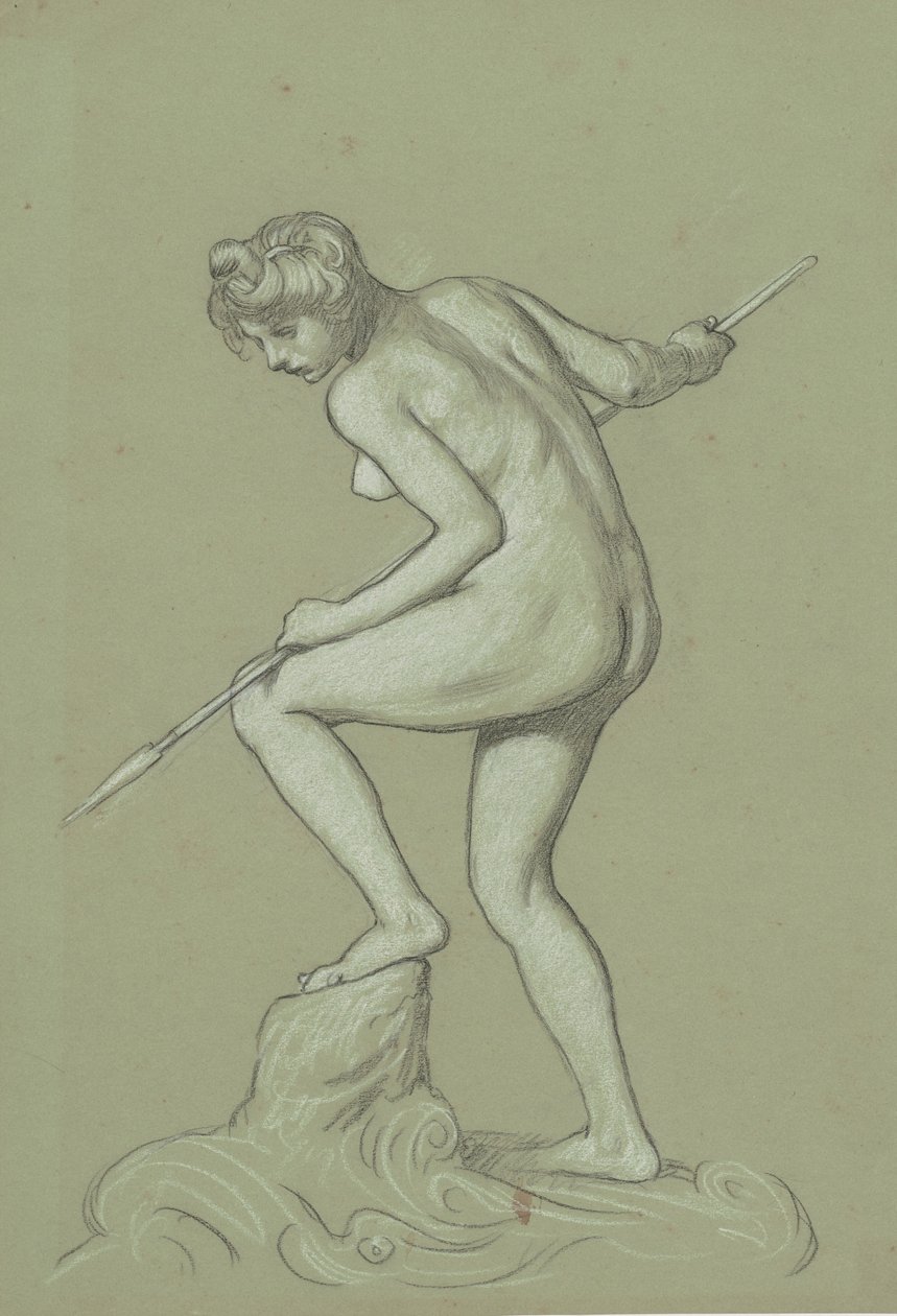 Fille harponnant un dauphin, vers 1900 - Elihu Vedder