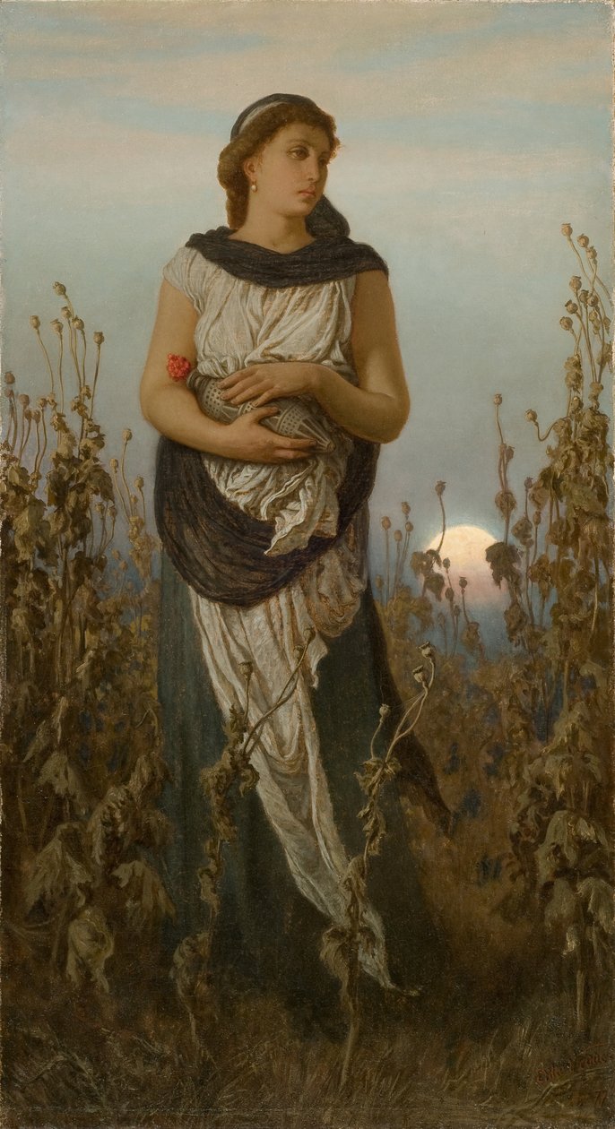 Mémoire (Fille avec des coquelicots) - Elihu Vedder