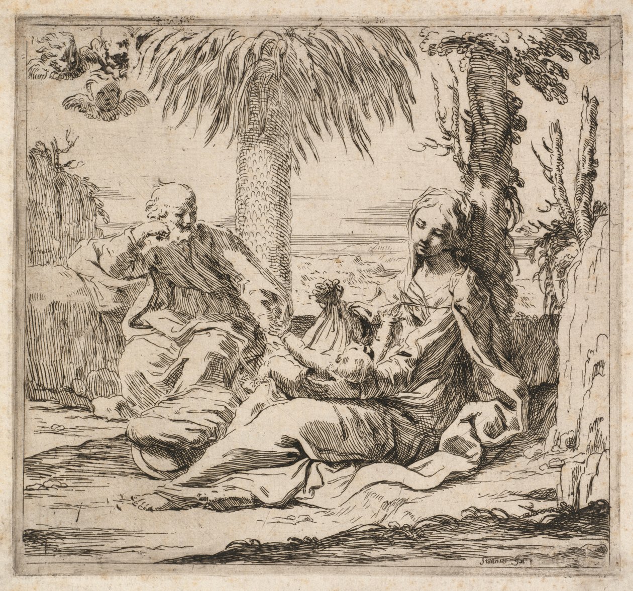 Repos lors de la fuite en Égypte - Elisabetta Sirani