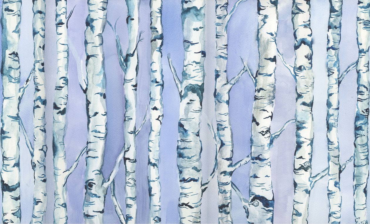 Forêt de Silverbirch, 2018 (aquarelle et acrylique) - Elizabeth Rider