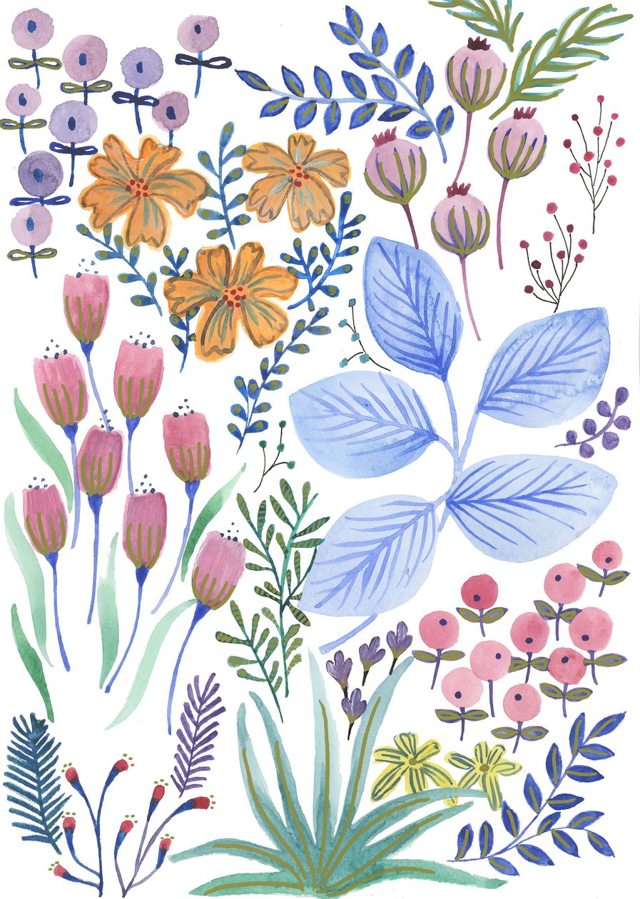 Fleurs de printemps, 2017 (aquarelle) - Elizabeth Rider