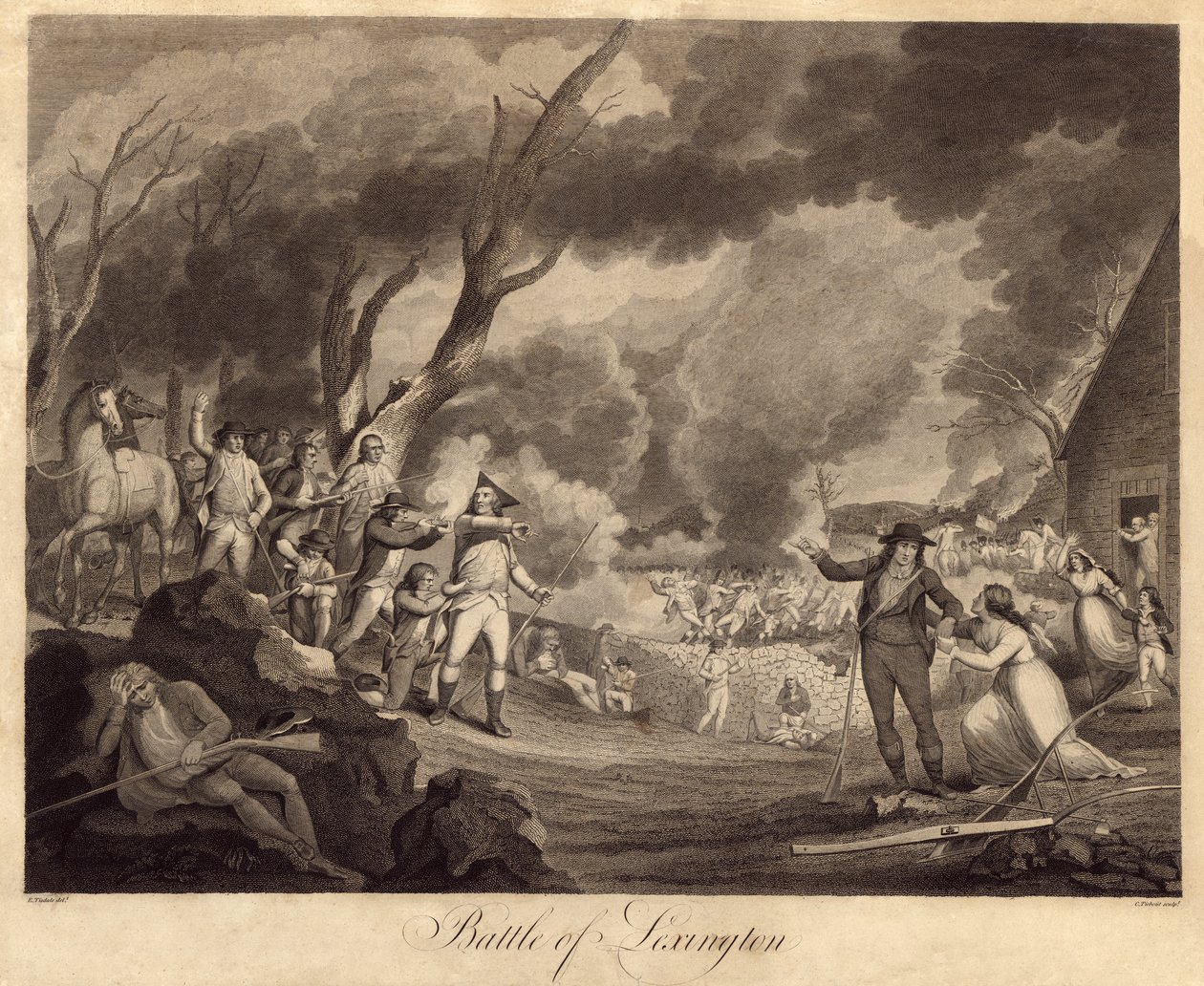 Bataille de Lexington, gravée par Cornelius Tiebout - Elkanah Tisdale