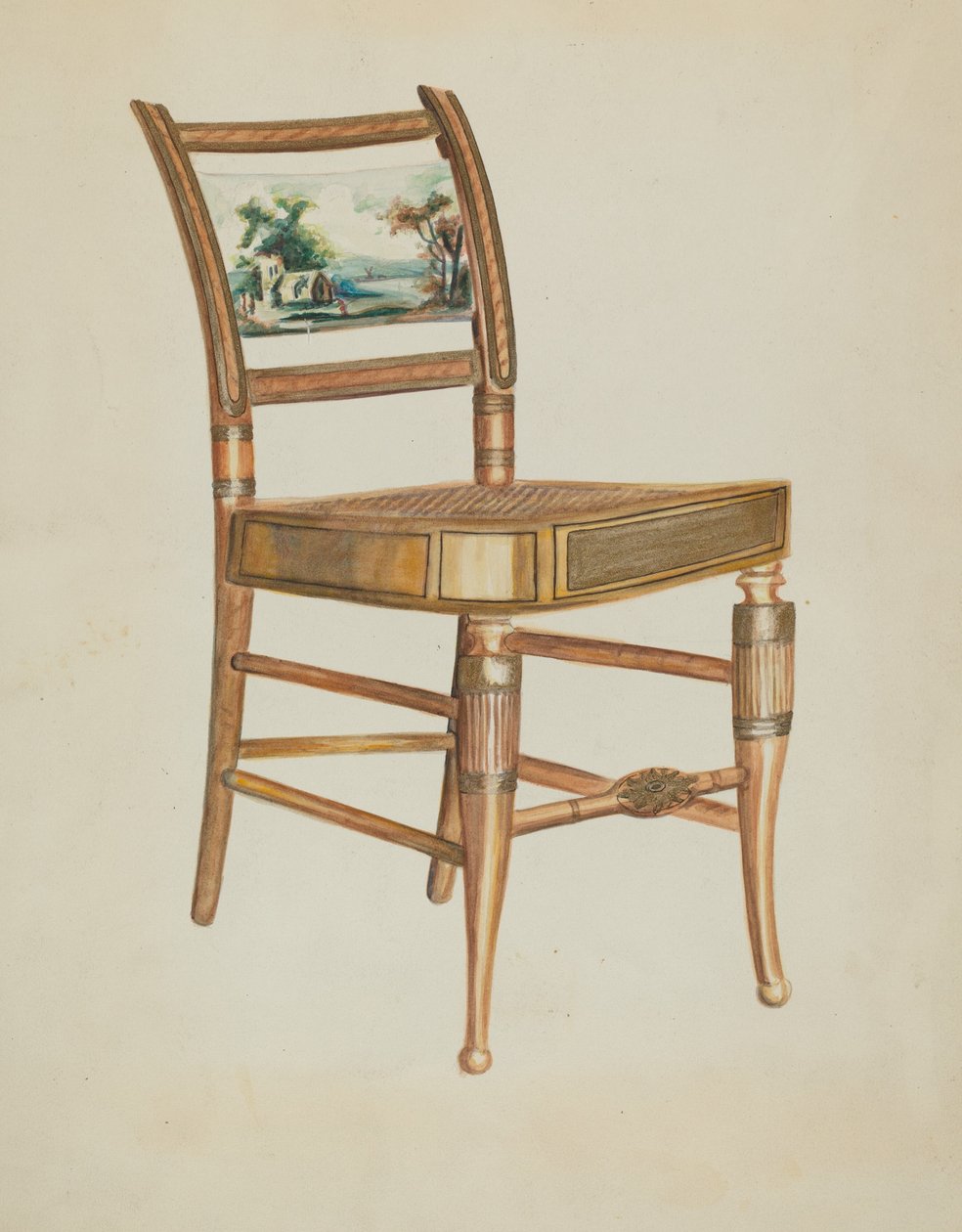 Chaise - avec scènes de la rivière Hudson - Ella Josephine Sterling