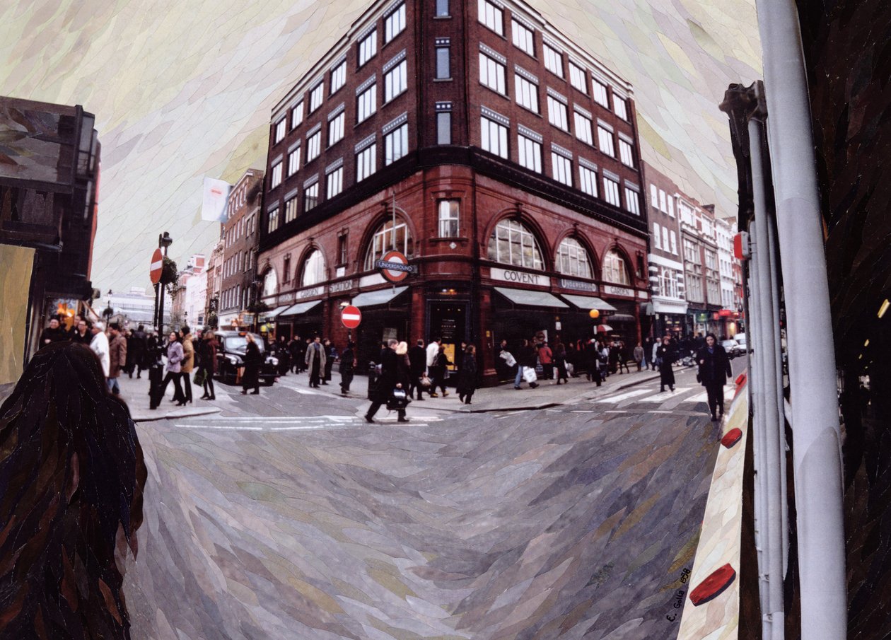 Tournez à gauche pour Neal Street, 1998 (collage de mosaïque en papier) - Ellen Golla