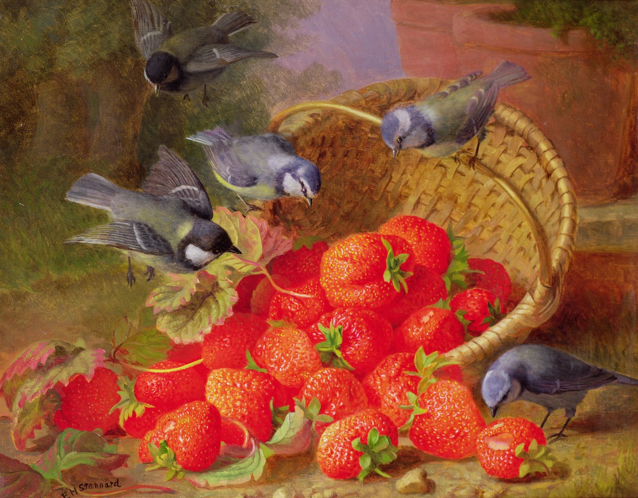 Nature morte avec fraises et mésanges - Eloise Harriet Stannard