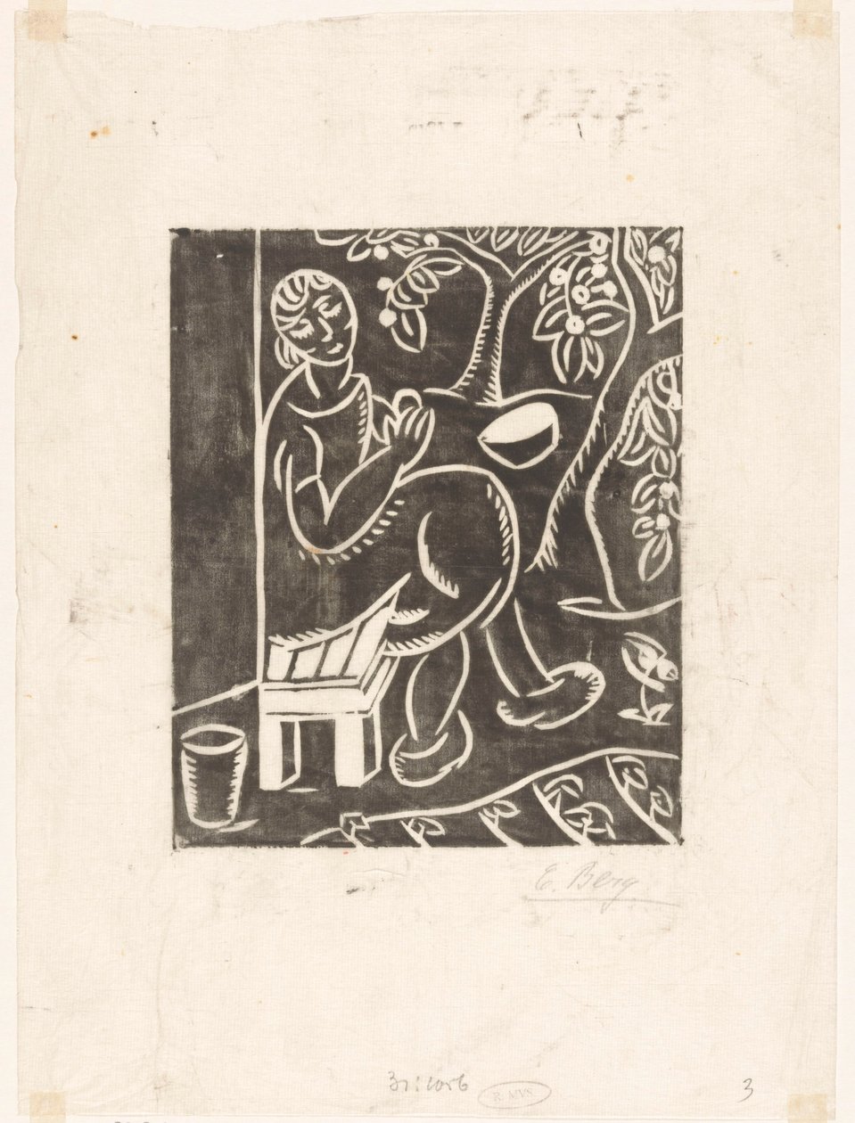 Femme sur un banc - Else Berg (signed by artist)