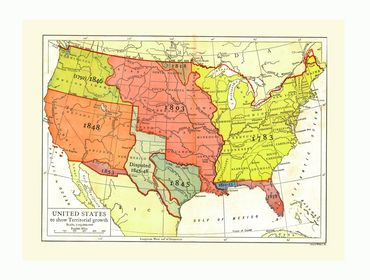 Carte de croissance des États-Unis, vers 1910s - Emery Walker