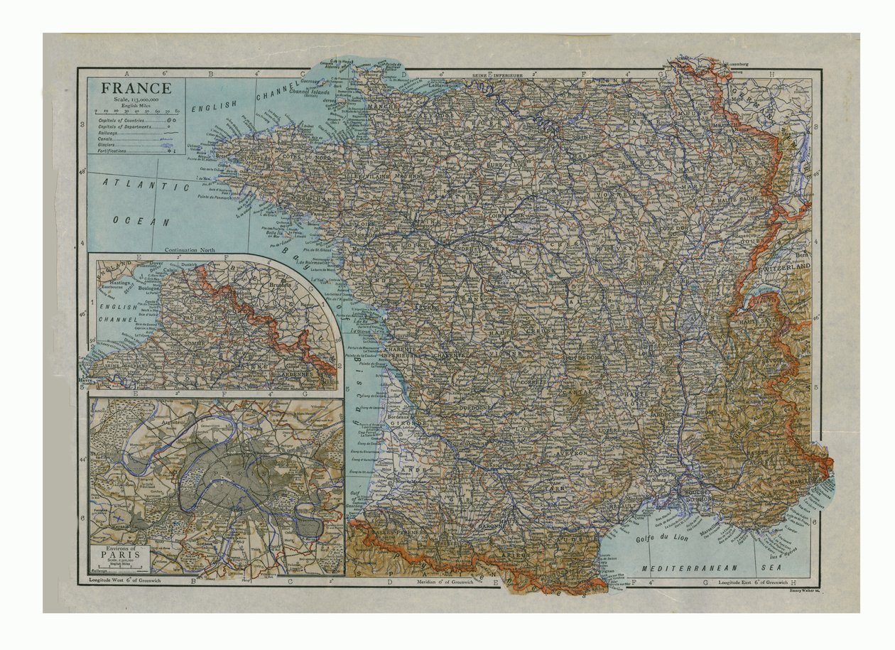 Carte de France, vers 1910 - Emery Walker